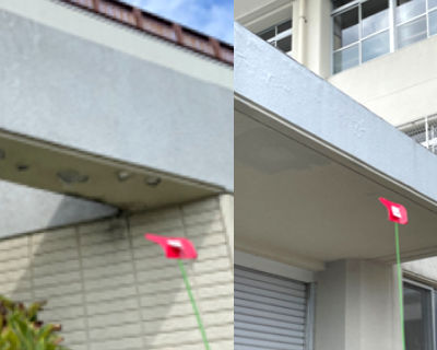 片江中学校　給食受所外梁および天井