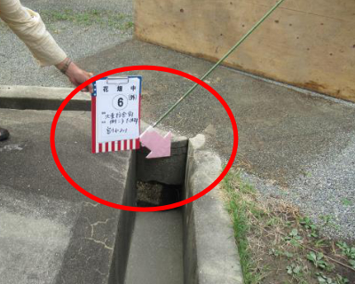 花畑中・北東校舎角 側溝