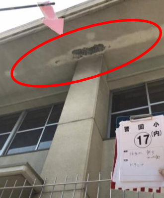 警固小・体育館 軒天(プール側)