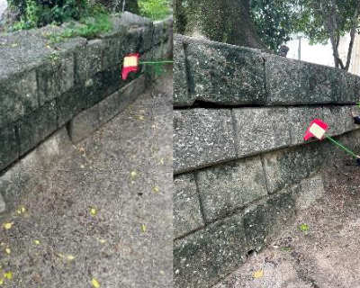 長尾小学校・中庭 飼育小屋校長室向かいの壁