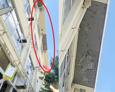 曰佐中学校・昇降口　4F軒天